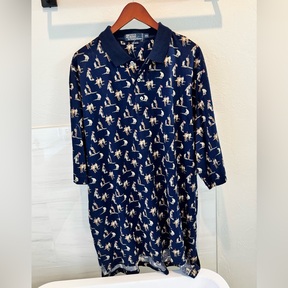 NWT, Ralph Lauren, Navy, “Native American” golf polo